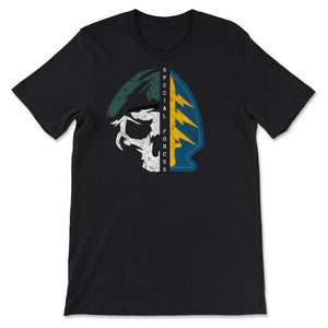 Army Special Forces Half Skull Half Patch De Oppresso Liber Green - Unisex T-Shirt - Black