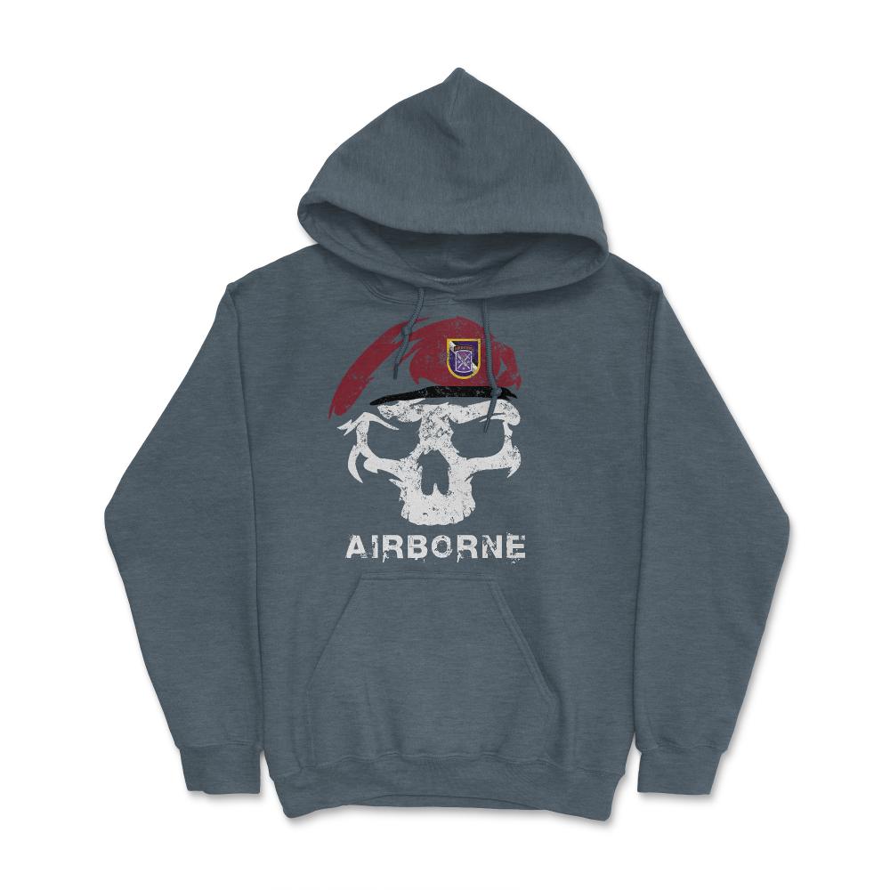 Vintage Army 95th Civil Affairs Skull Maroon Beret Special Operations - Hoodie - Dark Grey Heather