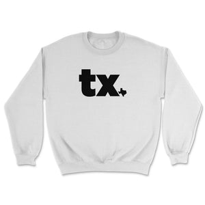 Texas Two Letter State Abbreviation Unique Resident - Unisex Sweatshirt - White