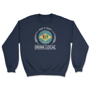 Drink Local Delaware Vintage Craft Beer Bottle Cap Brewing - Unisex Sweatshirt - Navy