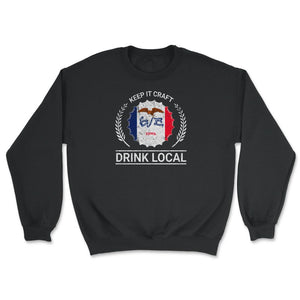 Drink Local Iowa Vintage Craft Beer Bottle Cap Brewing - Unisex Sweatshirt - Black