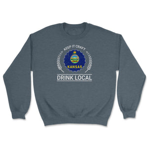 Drink Local Kansas Vintage Craft Beer Bottle Cap Brewing - Unisex Sweatshirt - Dark Grey Heather