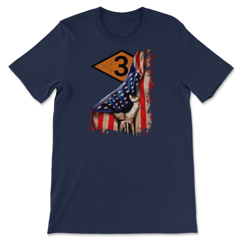 Third 3rd Ranger Battalion Orange Diamond USA Flag Pull Back - Unisex T-Shirt - Navy