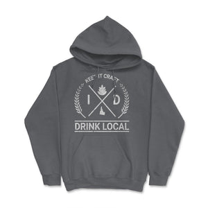 Drink Local Idaho Vintage Craft Beer Brewing - Hoodie - Smoke Grey