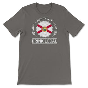 Drink Local Florida Vintage Craft Beer Bottle Cap Brewing - Unisex T-Shirt - Smoke Grey