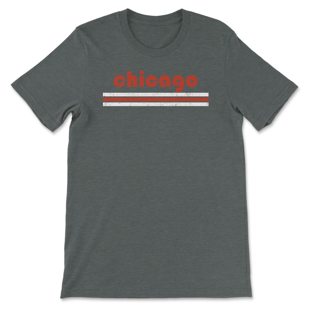 Vintage Chicago Illinois Retro Three Stripe Weathered - Unisex T-Shirt - Dark Grey Heather