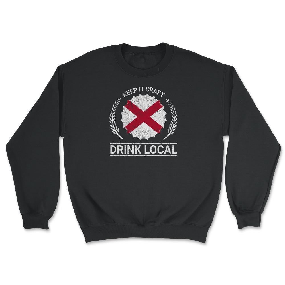 Drink Local Alabama Vintage Craft Beer bottle Cap Brewing - Unisex Sweatshirt - Black