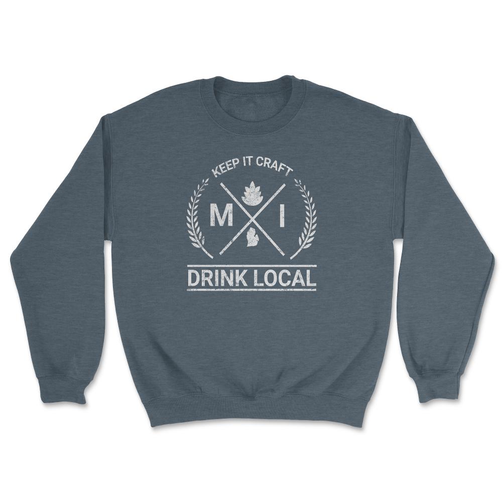 Drink Local Michigan Vintage Craft Beer Brewing - Unisex Sweatshirt - Dark Grey Heather