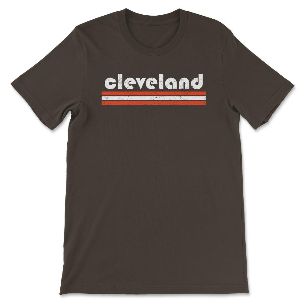 Vintage Cleveland Ohio Retro Three Stripe Weathered - Unisex T-Shirt - Brown
