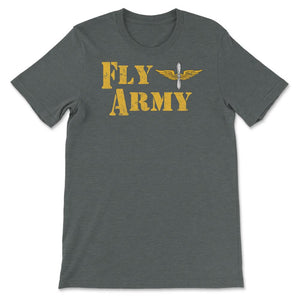 Vintage Fly Army Military Pilot Army Aviation Branch - Unisex T-Shirt - Dark Grey Heather