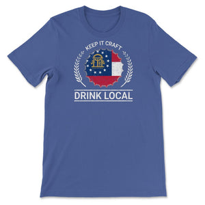 Drink Local Georgia Vintage Craft Beer Bottle Cap Brewing - Unisex T-Shirt - Royal Blue