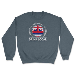 Drink Local Hawaii Vintage Craft Beer Bottle Cap Brewing - Unisex Sweatshirt - Dark Grey Heather