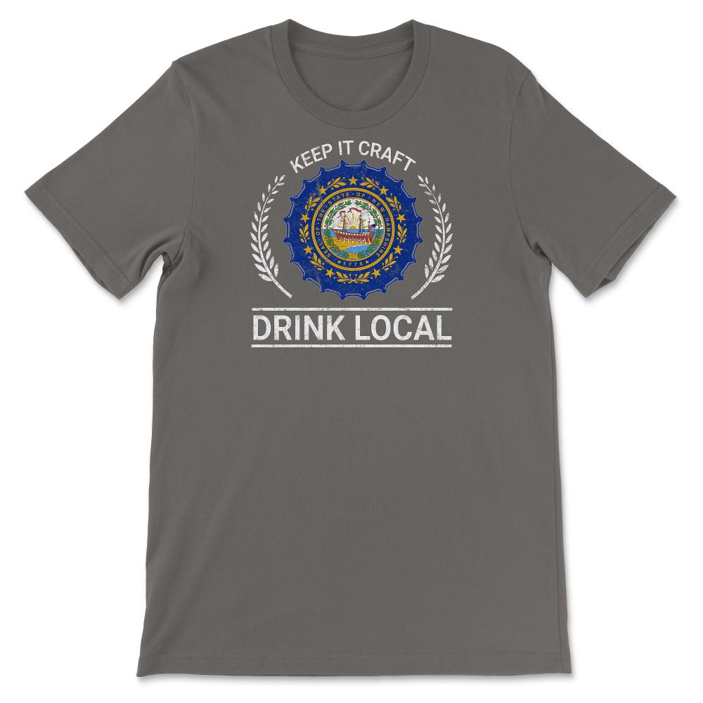 Drink Local New Hampshire Vintage Craft Beer Bottle Cap Brewing - Unisex T-Shirt - Smoke Grey