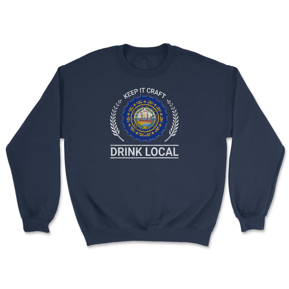 Drink Local New Hampshire Vintage Craft Beer Bottle Cap Brewing - Unisex Sweatshirt - Navy