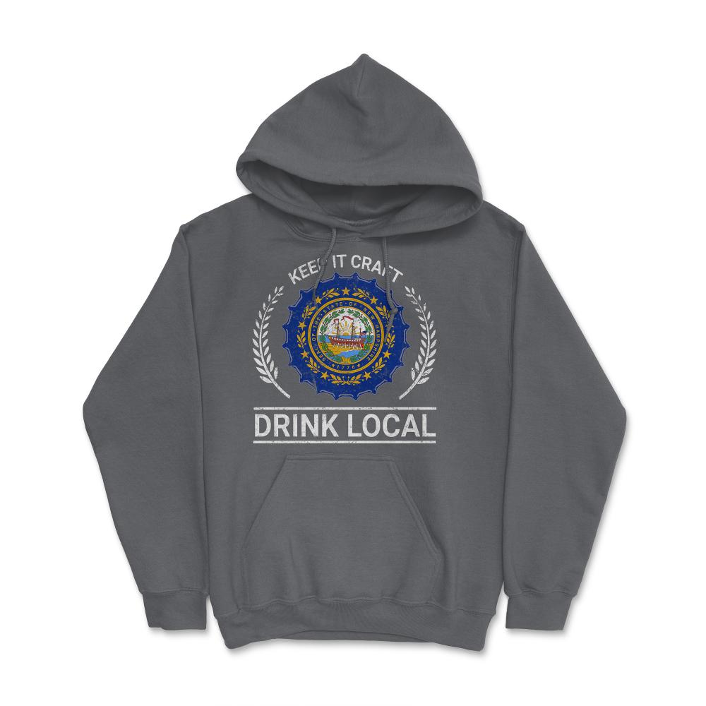 Drink Local New Hampshire Vintage Craft Beer Bottle Cap Brewing - Hoodie - Smoke Grey