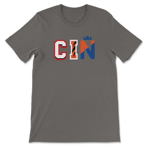 Cincinnati Ohio CIN Sports Fan Three Letter City Abbreviation - Unisex T-Shirt - Smoke Grey