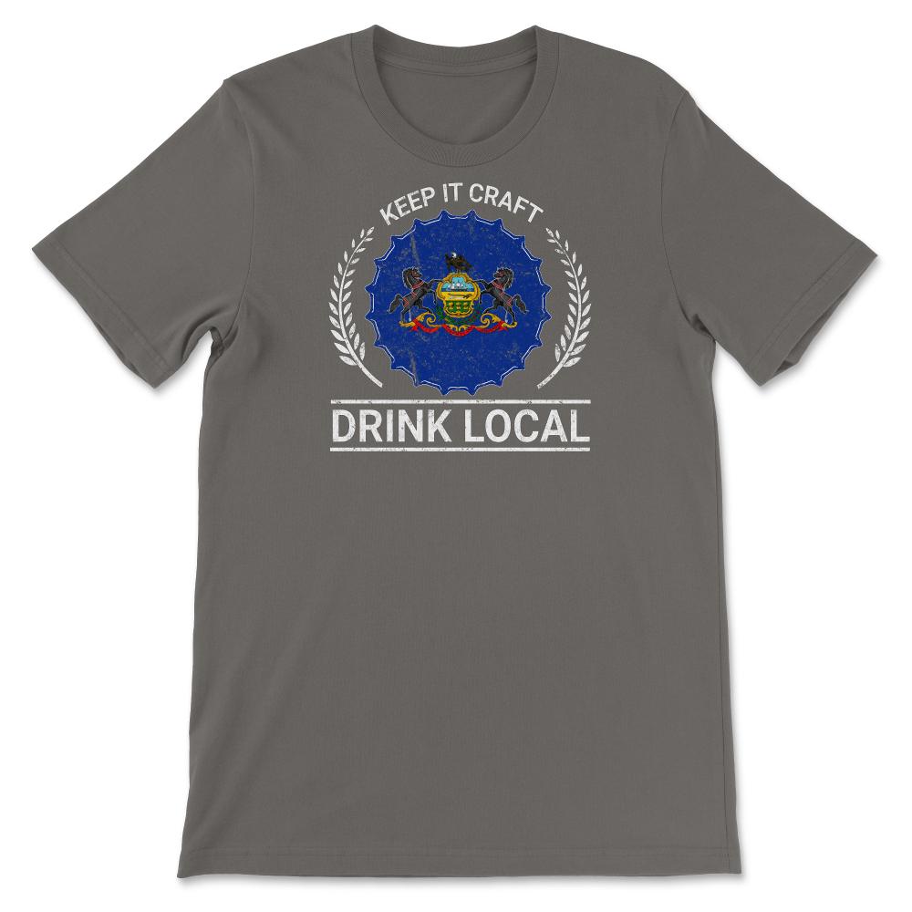 Drink Local Pennsylvania Vintage Craft Beer Bottle Cap Brewing - Unisex T-Shirt - Smoke Grey