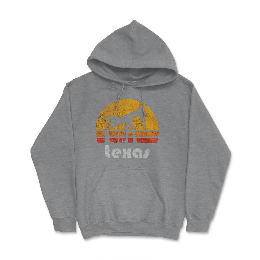 Vintage Texas Oil Pump Retro Sunset Weathered Oil Rig - Hoodie - Grey Heather