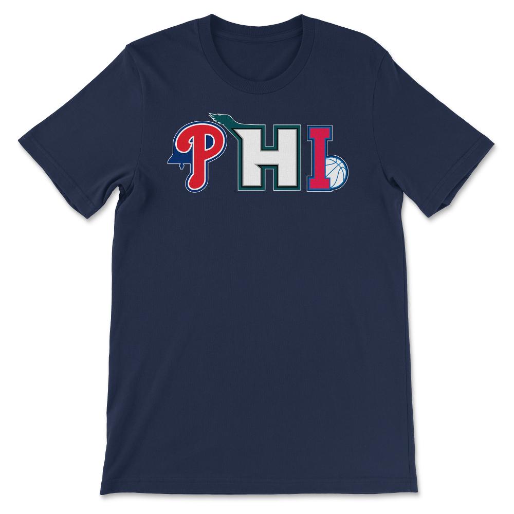 Philadelphia Pennsylvania Sports Fan Three Letter City Abbreviation - Unisex T-Shirt - Navy