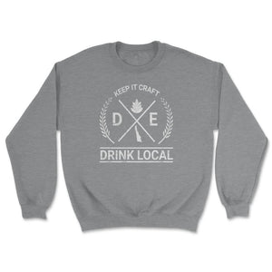 Drink Local Delaware Vintage Craft Beer Brewing - Unisex Sweatshirt - Grey Heather