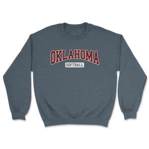 Oklahoma Softball Classic Retro Style Softball Player - Unisex Sweatshirt - Dark Grey Heather