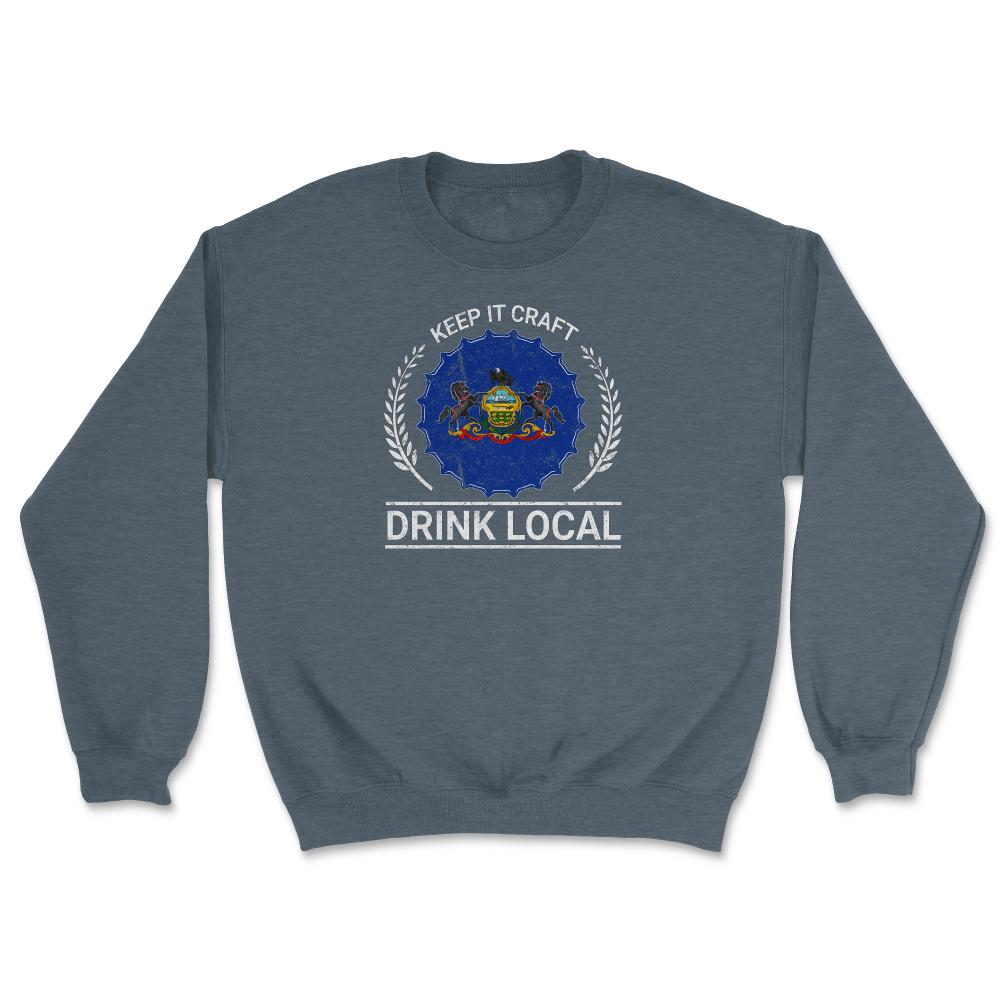 Drink Local Pennsylvania Vintage Craft Beer Bottle Cap Brewing - Unisex Sweatshirt - Dark Grey Heather