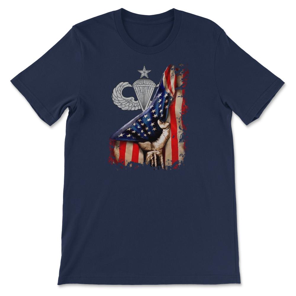 Jumpmaster Senior Parachutist Airborne Badge US Flag Military - Unisex T-Shirt - Navy