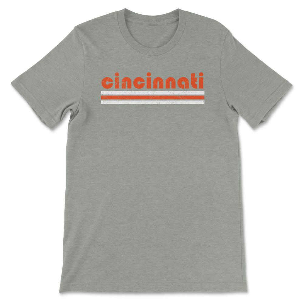 Vintage Cincinnati Ohio Retro Three Stripe Weathered - Unisex T-Shirt - Grey Heather