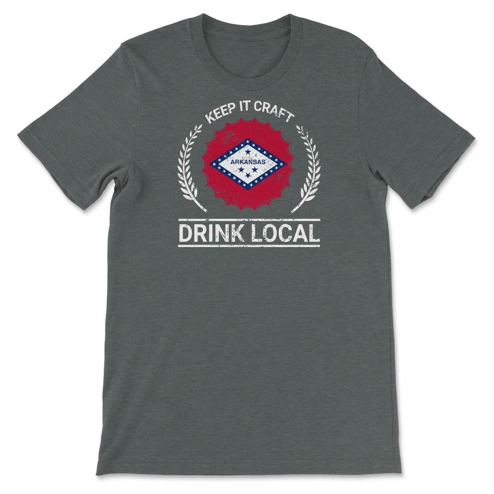 Drink Local Arkansas Vintage Craft Beer Bottle Cap Brewing - Unisex T-Shirt - Dark Grey Heather