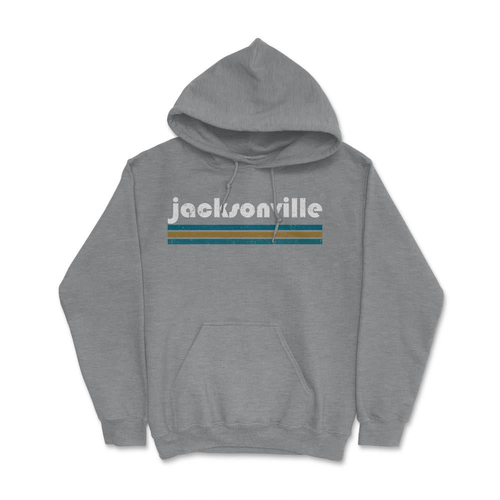 Vintage Jacksonville Florida Retro Three Stripe Weathered - Hoodie - Grey Heather