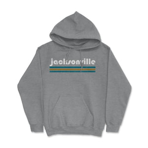 Vintage Jacksonville Florida Retro Three Stripe Weathered - Hoodie - Grey Heather