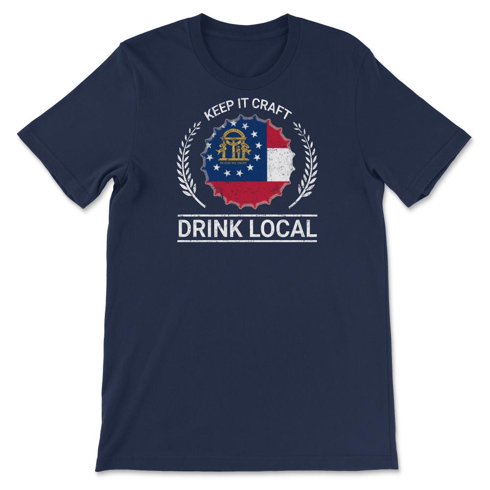 Drink Local Georgia Vintage Craft Beer Bottle Cap Brewing - Unisex T-Shirt - Navy