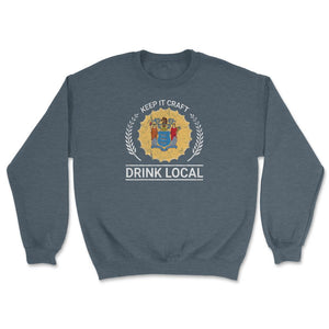 Drink Local New Jersey Vintage Craft Beer Bottle Cap Brewing - Unisex Sweatshirt - Dark Grey Heather