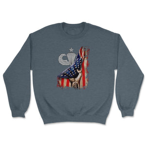 Jumpmaster Senior Parachutist Airborne Badge US Flag Military - Unisex Sweatshirt - Dark Grey Heather