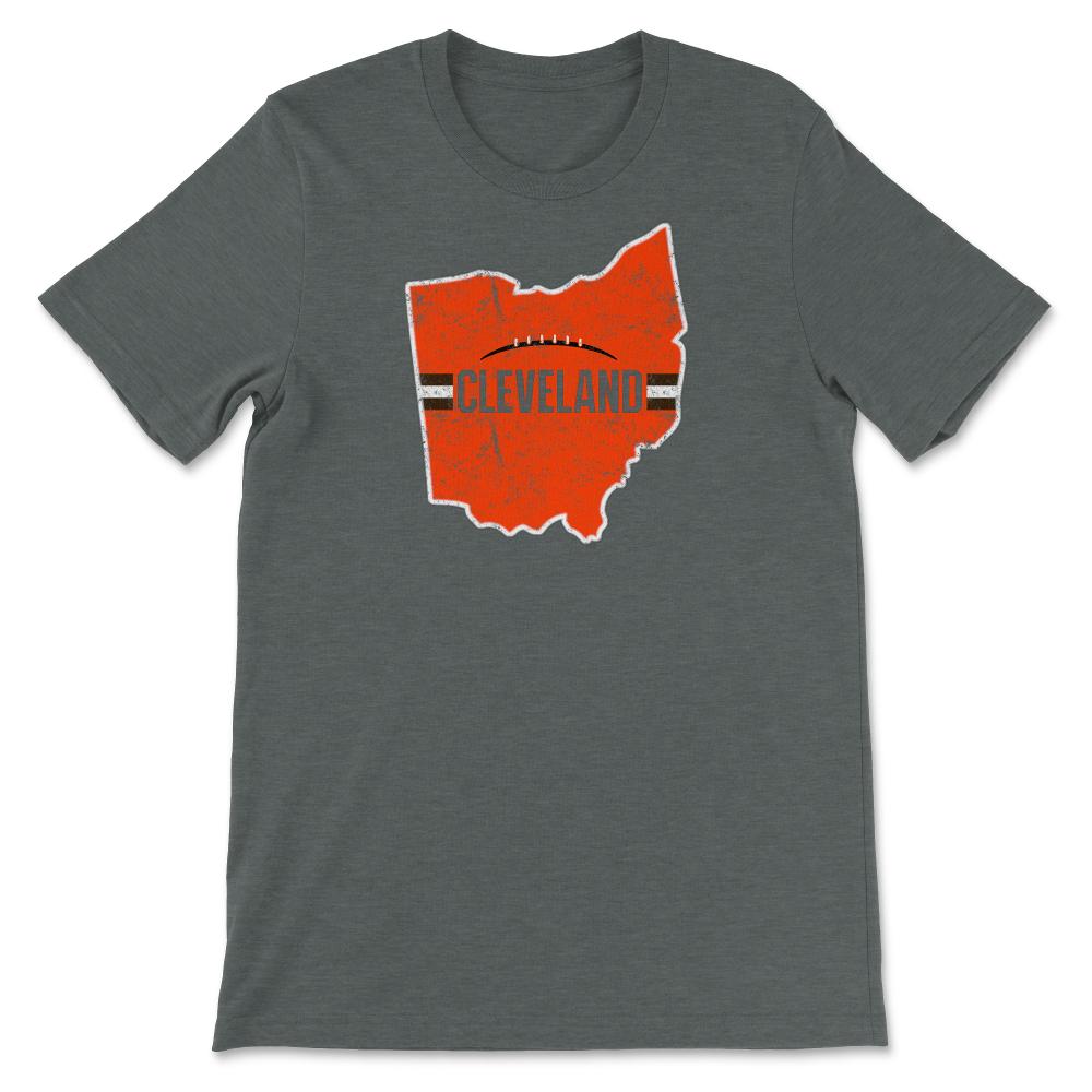 Cleveland Ohio Football State Outline Helmet Stripe Fan - Unisex T-Shirt - Dark Grey Heather