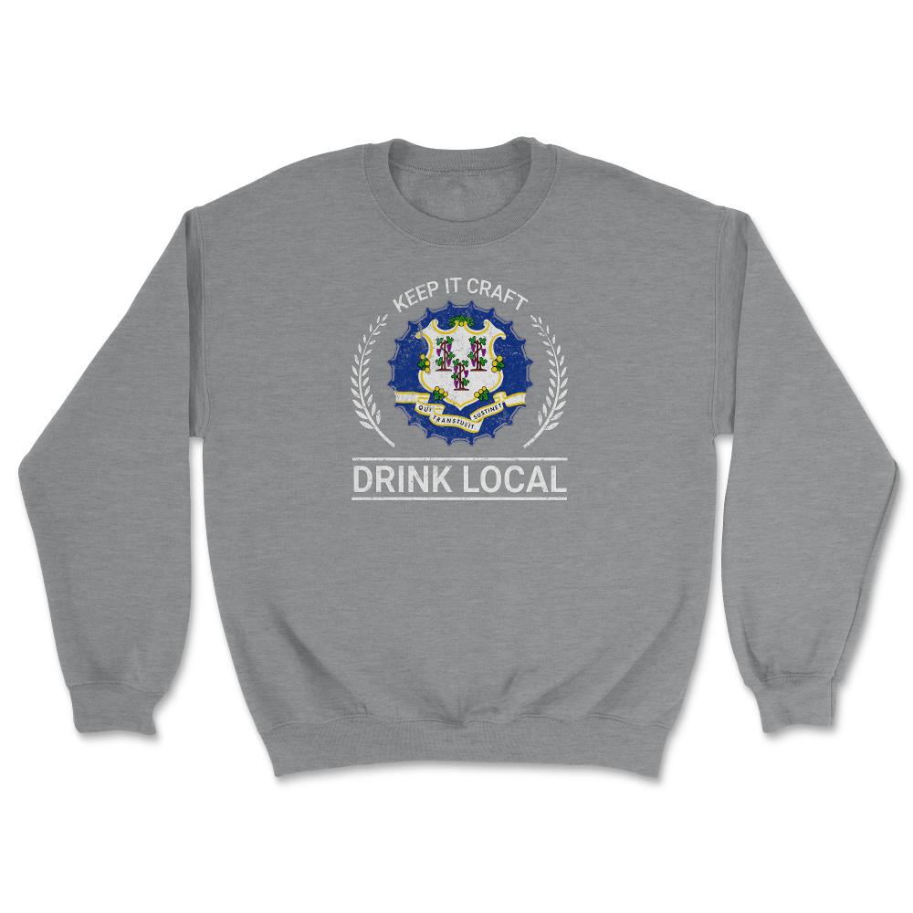 Drink Local Connecticut Vintage Craft Beer Bottle Cap Brewing - Unisex Sweatshirt - Grey Heather