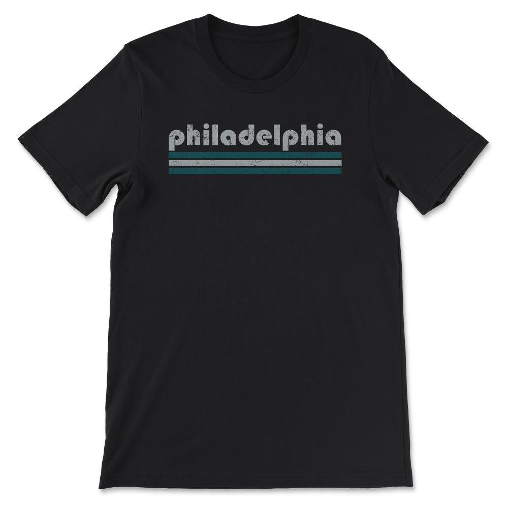 Vintage Philadelphia Pennsylvania Retro Three Stripe Weathered - Unisex T-Shirt - Black