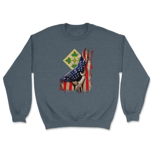 4th Infantry Division US Flag Tear Patriotic Infantry Gift - Unisex Sweatshirt - Dark Grey Heather