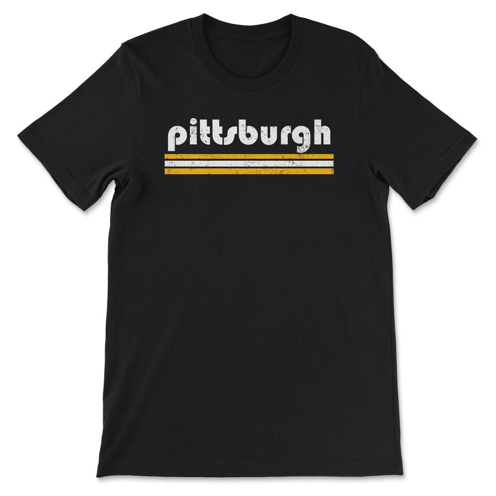 Vintage Pittsburgh Pennsylvania Retro Three Stripe Weathered - Unisex T-Shirt - Black