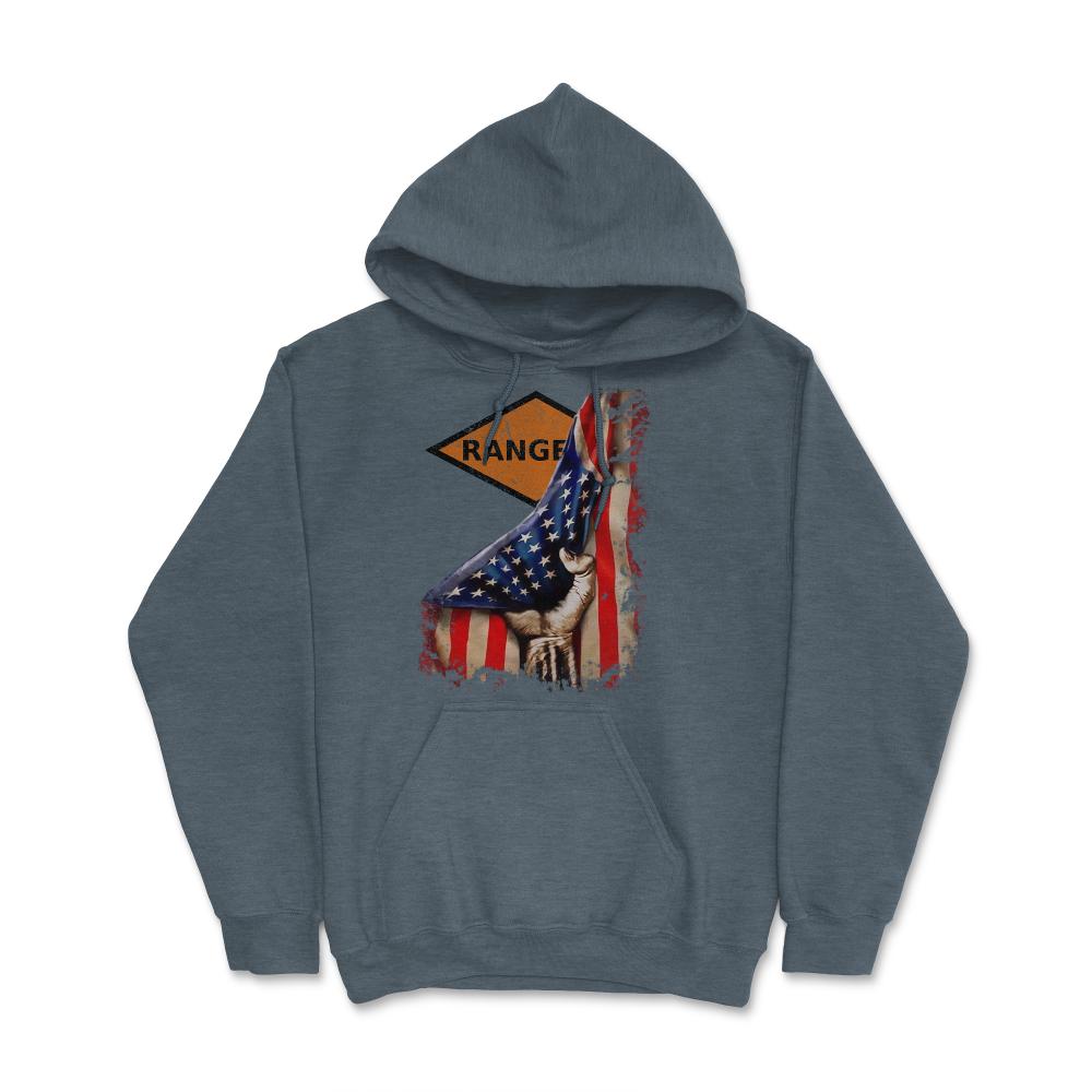 Orange Ranger Diamond USA Flag Pull Back Patriotic Military Gift - Hoodie - Dark Grey Heather