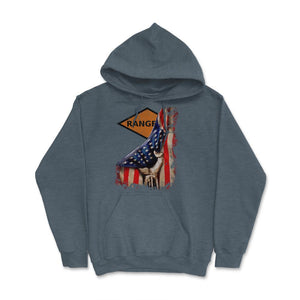 Orange Ranger Diamond USA Flag Pull Back Patriotic Military Gift - Hoodie - Dark Grey Heather