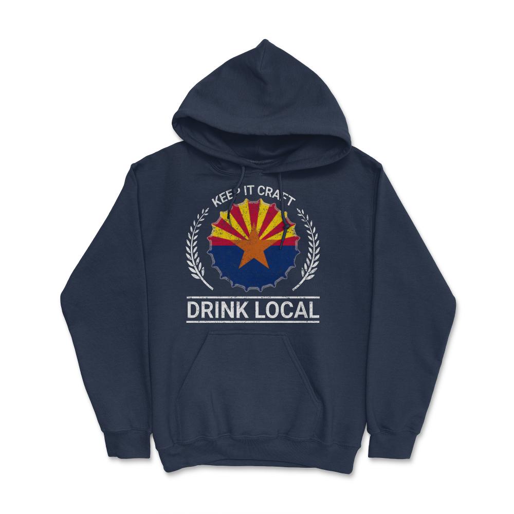 Drink Local Arizona Vintage Craft Beer Bottle Cap Brewing - Hoodie - Navy