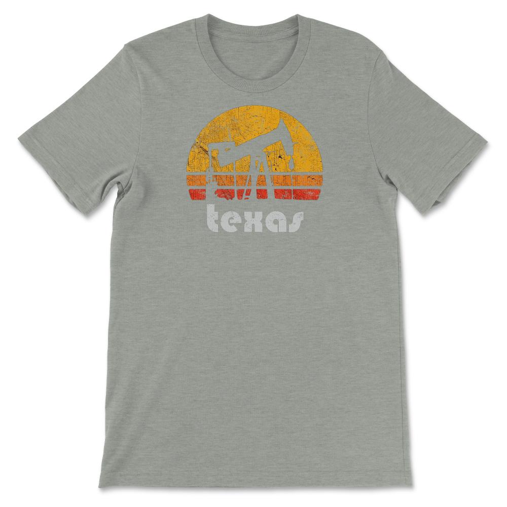 Vintage Texas Oil Pump Retro Sunset Weathered Oil Rig - Unisex T-Shirt - Grey Heather