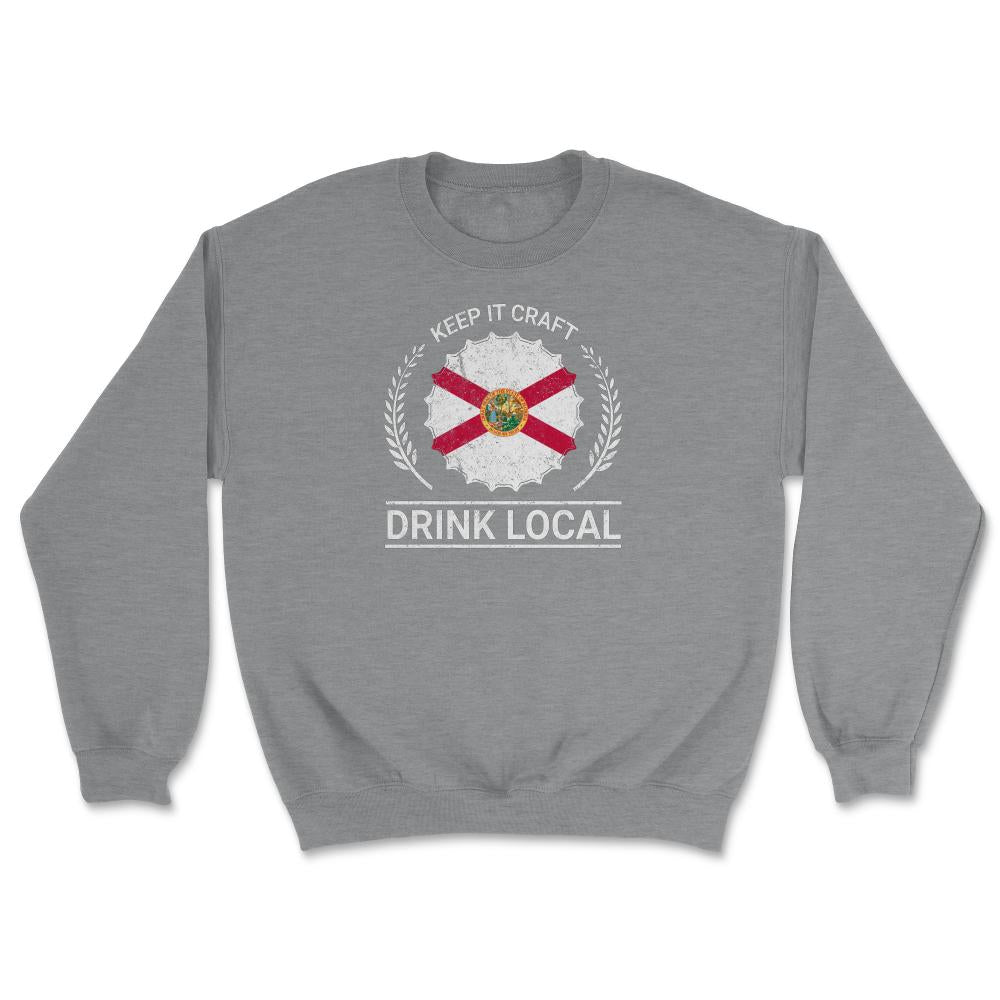 Drink Local Florida Vintage Craft Beer Bottle Cap Brewing - Unisex Sweatshirt - Grey Heather