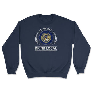 Drink Local Nebraska Vintage Craft Beer Brewing - Unisex Sweatshirt - Navy