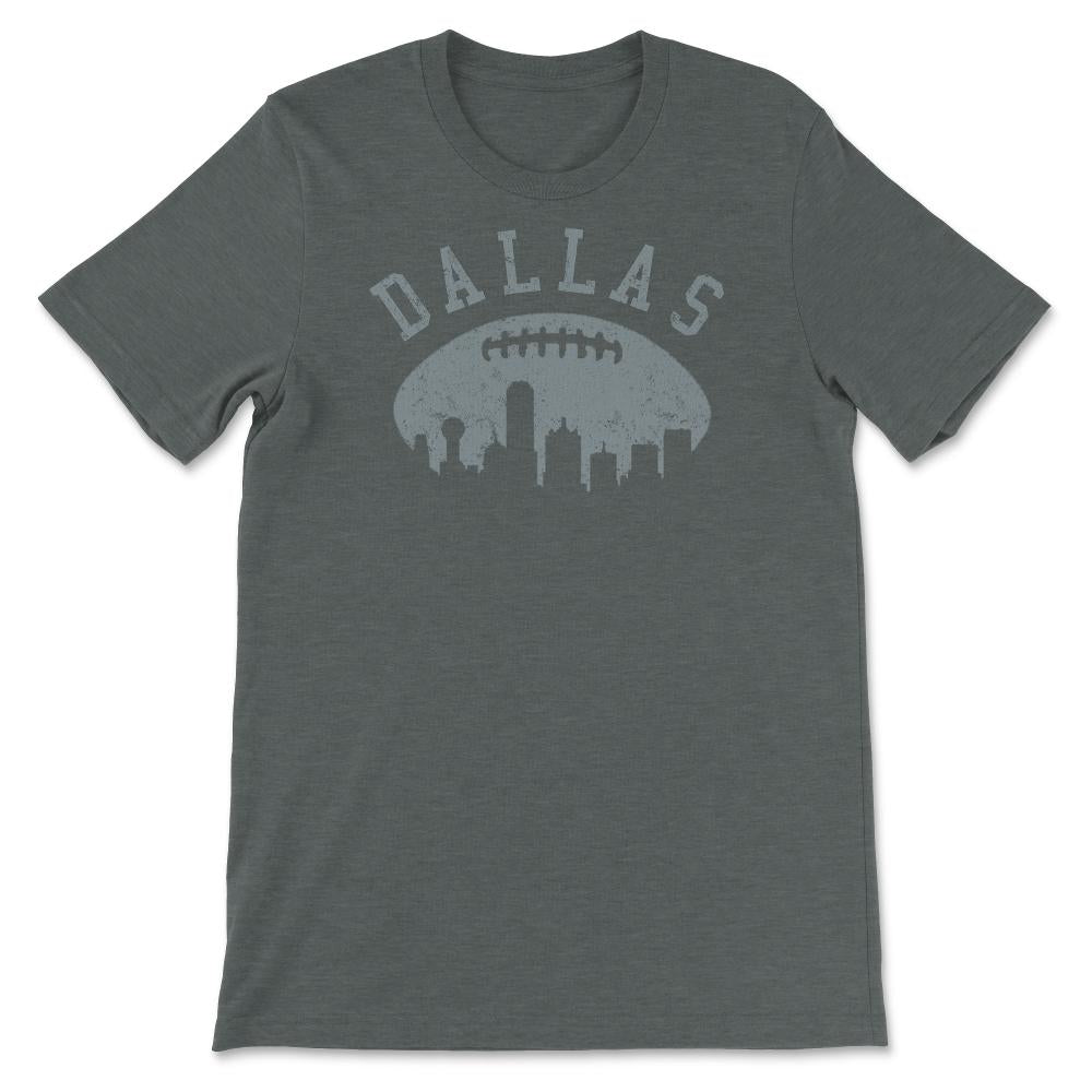 Vintage Dallas Texas Football City Skyline Gameday Tailgating - Unisex T-Shirt - Dark Grey Heather