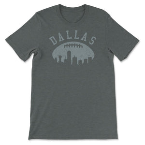 Vintage Dallas Texas Football City Skyline Gameday Tailgating - Unisex T-Shirt - Dark Grey Heather