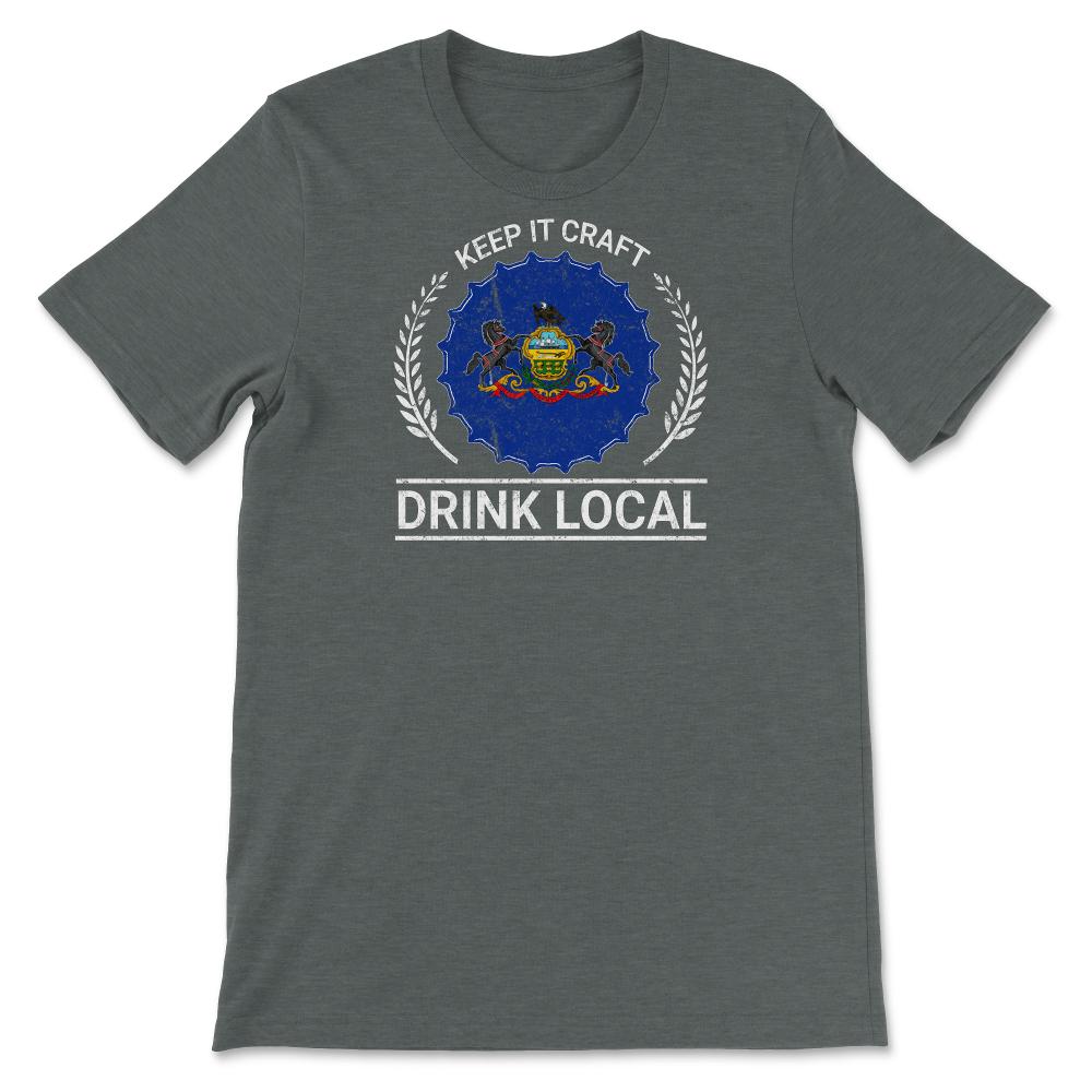 Drink Local Pennsylvania Vintage Craft Beer Bottle Cap Brewing - Unisex T-Shirt - Dark Grey Heather