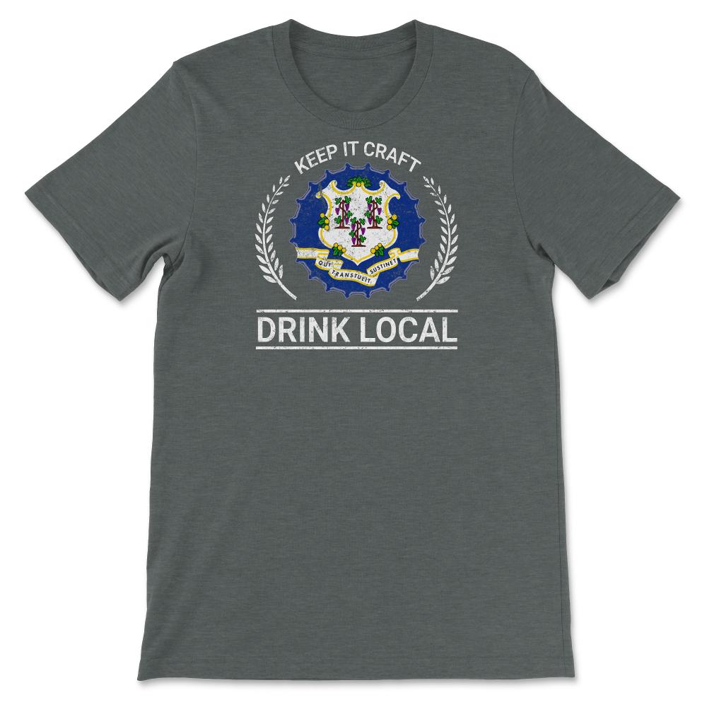 Drink Local Connecticut Vintage Craft Beer Bottle Cap Brewing - Unisex T-Shirt - Dark Grey Heather