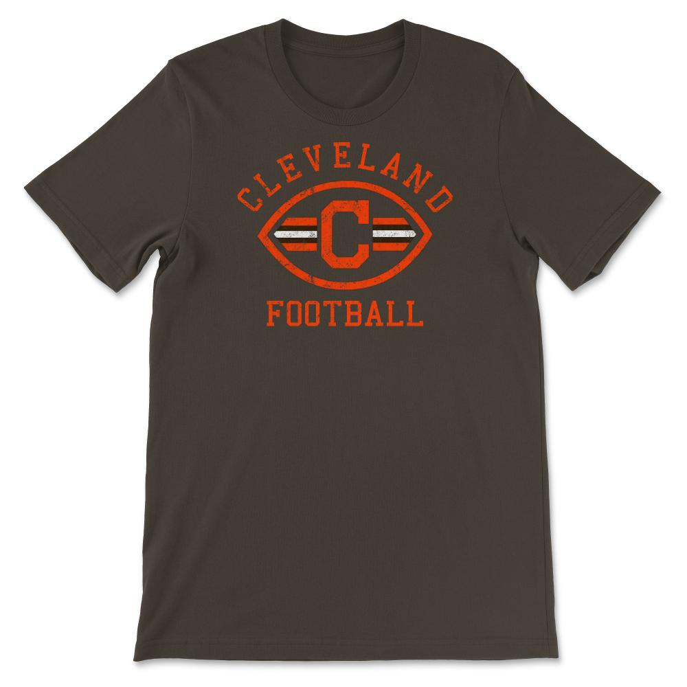 Cleveland Football Badge Helmet Stripe Weathered - Unisex T-Shirt - Brown
